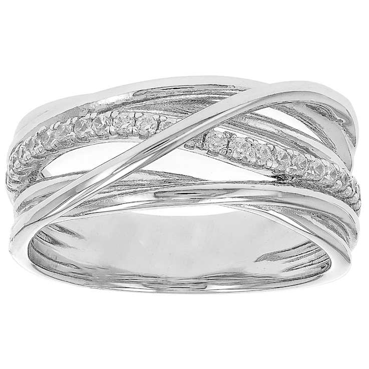 CZ Crossover Band Ring In Sterling Silver 0.33ctw