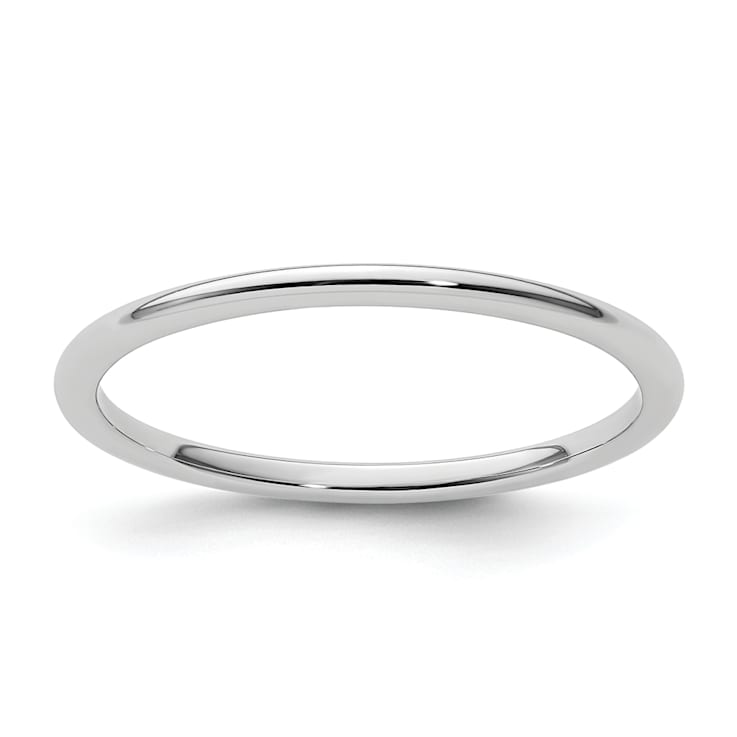 Rhodium Over 10K White Gold 1.2mm Half Round Stackable Expressions Band