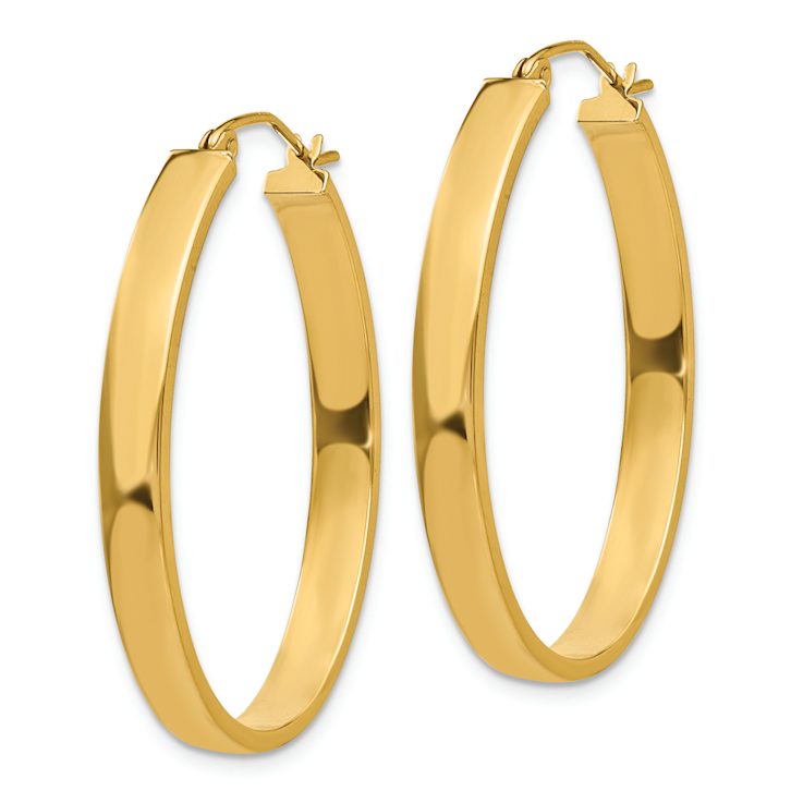 14k Yellow Gold 13/16" Oval Hoop Earrings
