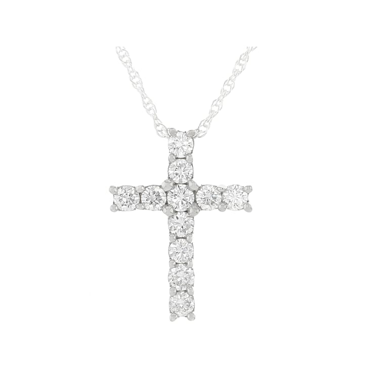 Lab-Grown Diamond Cross Pendant In Sterling Silver 0.50ctw