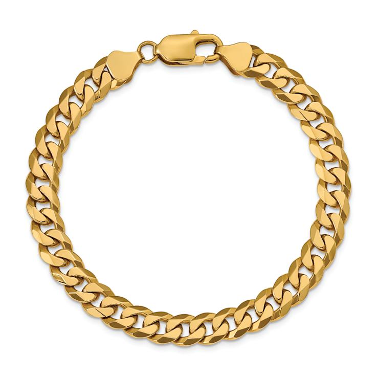 10k Yellow Gold 7.75mm Flat Beveled Curb Link Bracelet
