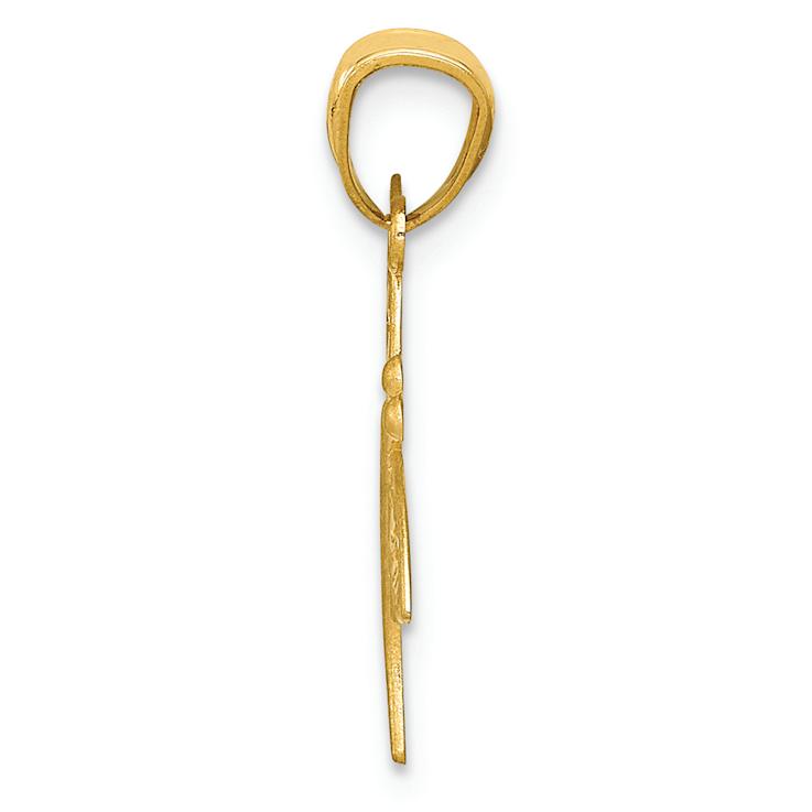 14k Yellow Gold Satin and Diamond-Cut Dragonfly Pendant