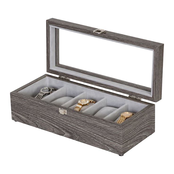 Mele and Co Nolan Glass Top Watch Jewelry Box