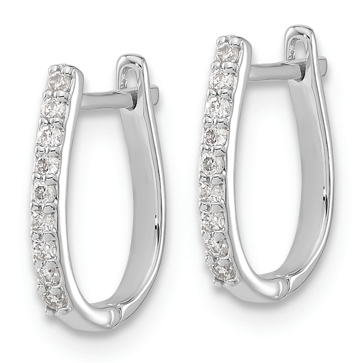 Rhodium Over 14K White Gold Lab Grown Diamond Hinged Hoop Earrings