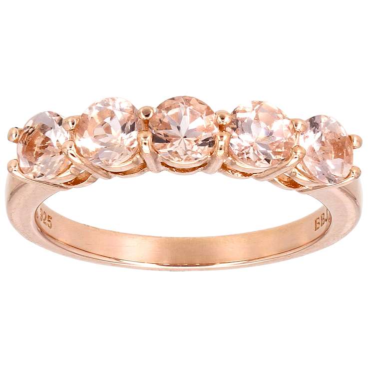 Morganite Band Ring In 18K Rose Gold Over Sterling Silver 0.94ctw