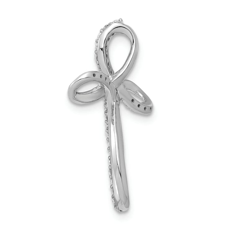 Rhodium Over 14K White Gold 1/6ct. Diamond Cross Chain Slide