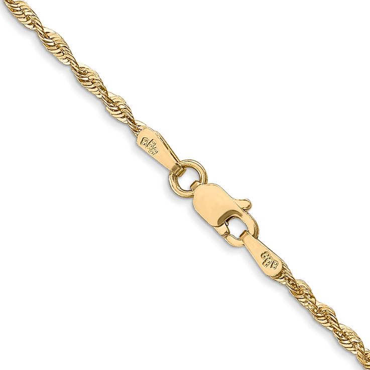 14k Yellow Gold 1.8mm Diamond-cut Rope 20 Inch Chain