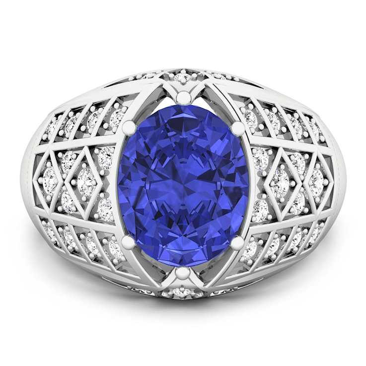 2.63ctw Violet Tanzanite and Diamond 14K White Gold Halo Ring