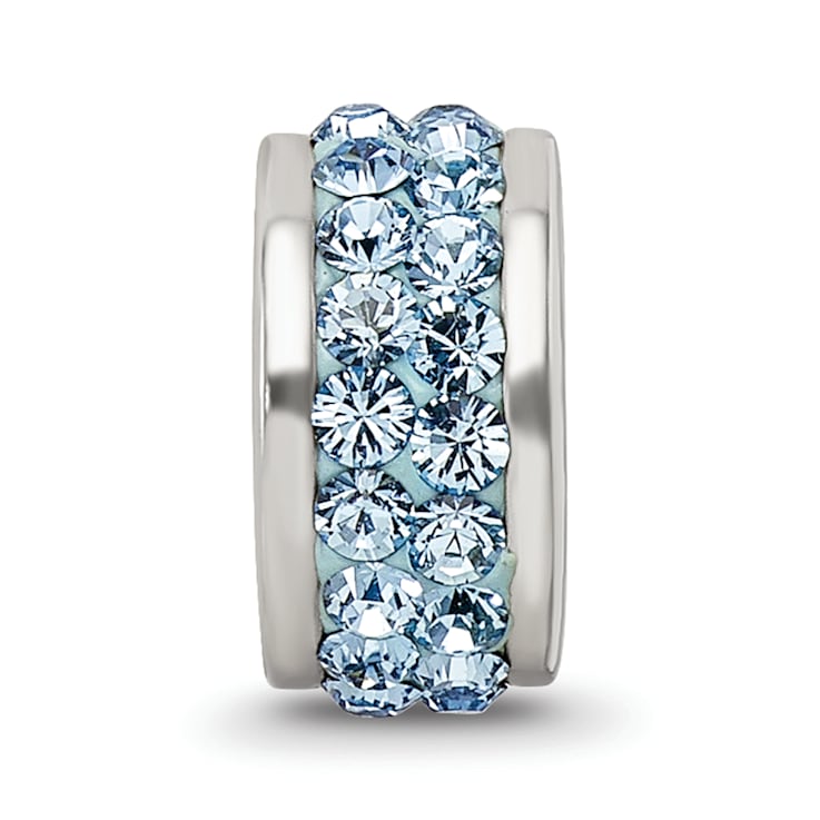 Sterling Silver Reflections Sky Blue Double Row Preciosa Crystal Bead