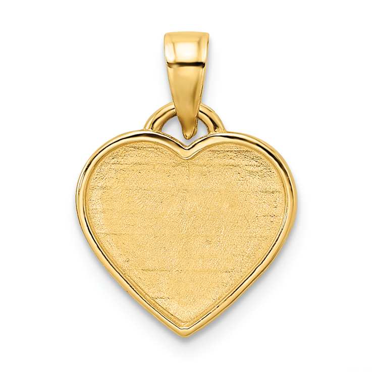 14K Two-tone Gold Diamond-Cut Border Heart Pendant