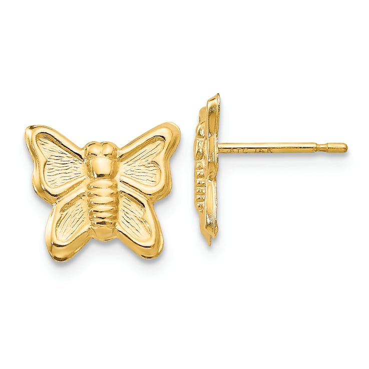14K Yellow Gold Butterfly Post Earrings