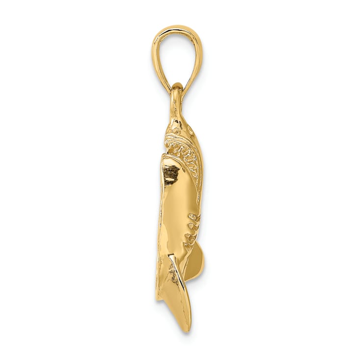 10K Yellow Gold 2D Polished and Textured Shark Charm