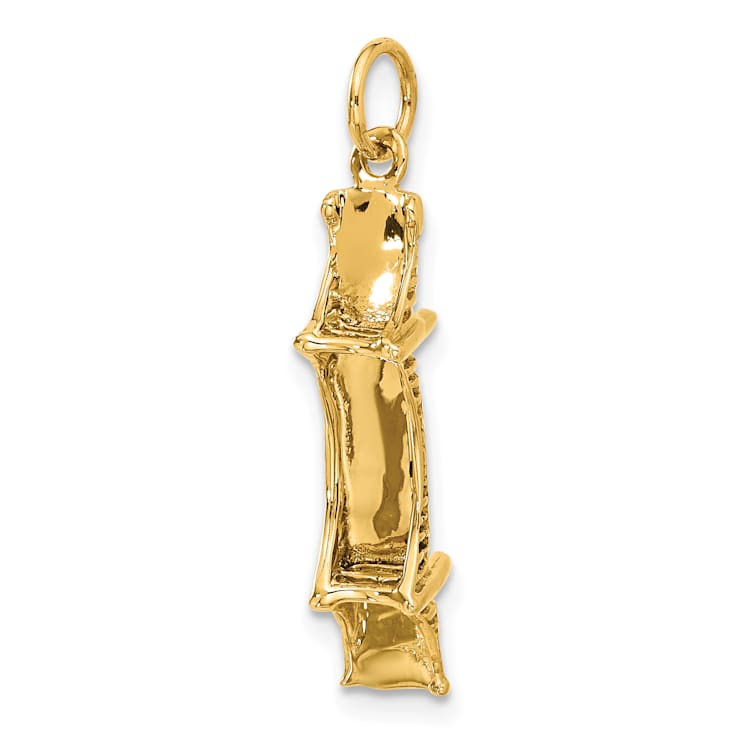 14k Yellow Gold Textured Mackinac Bridge Charm Pendant