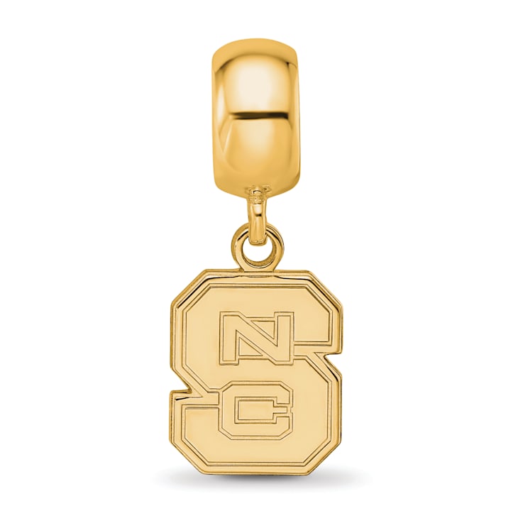 14K Yellow Gold Over Sterling Silver LogoArt North Carolina State
University Small Dangle Bead