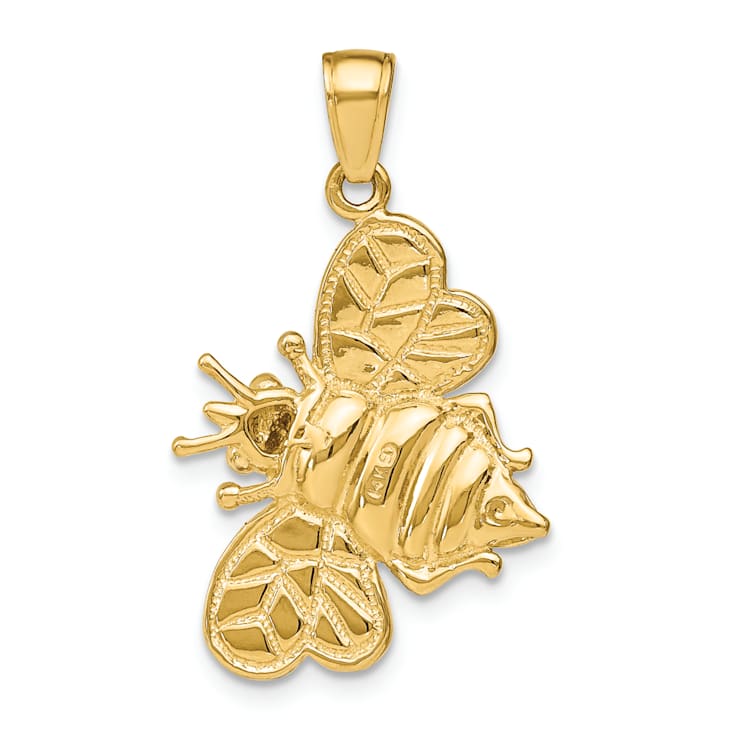 14k Two-tone Gold 3D and Textured Bumblebee Charm
