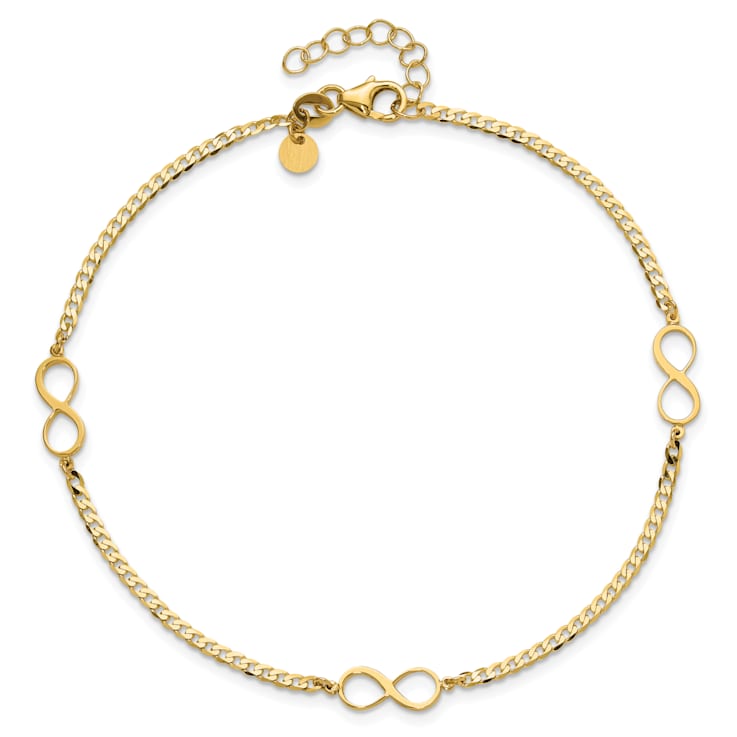 14K Yellow Gold Polished Infinity Symbol 9-inch Plus 1-inch Extension Anklet
