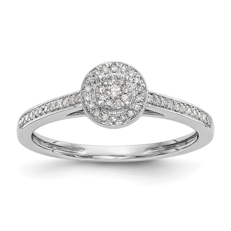 Rhodium Over 14K White Gold Lab Grown Diamond Cluster Engagement Ring 0.185ctw