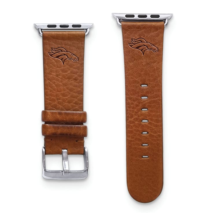 Gametime Denver Broncos Leather Band fits Apple Watch 38 40mm S M Tan . Watch not included