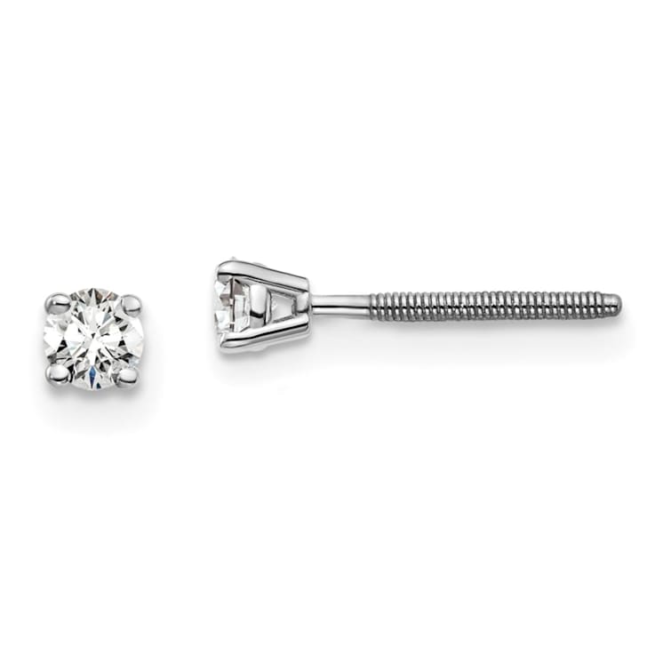 14K White Gold Lab Grown Diamond 1/5ctw VS/SI GH Screw Back 4 Prong Earrings