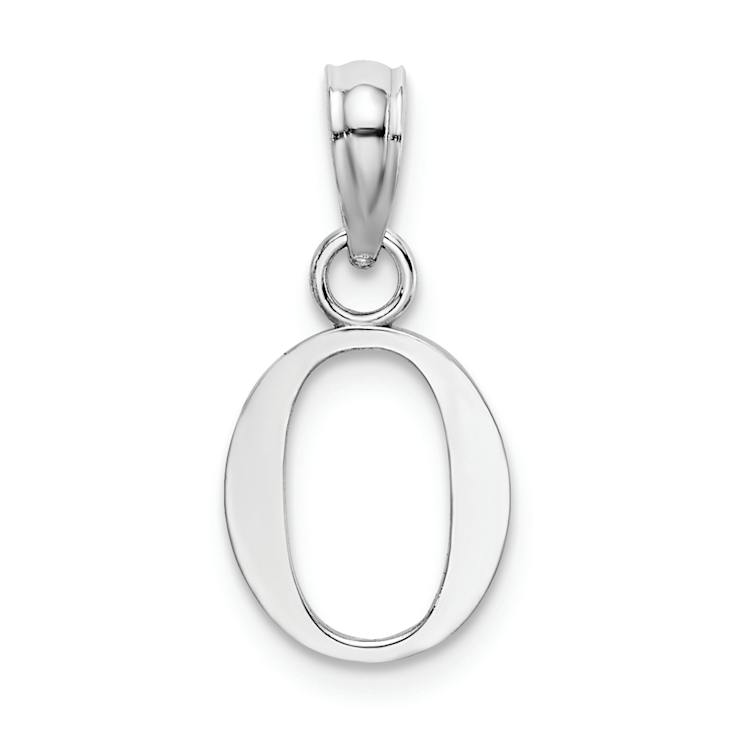 Rhodium Over 14k White Gold Polished Block Letter O Initial Pendant