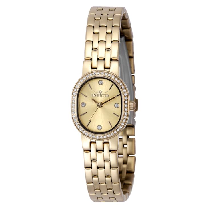 Invicta Angel Round Dial Quartz Watch In Gold-Tone Stainless Steel 20mm