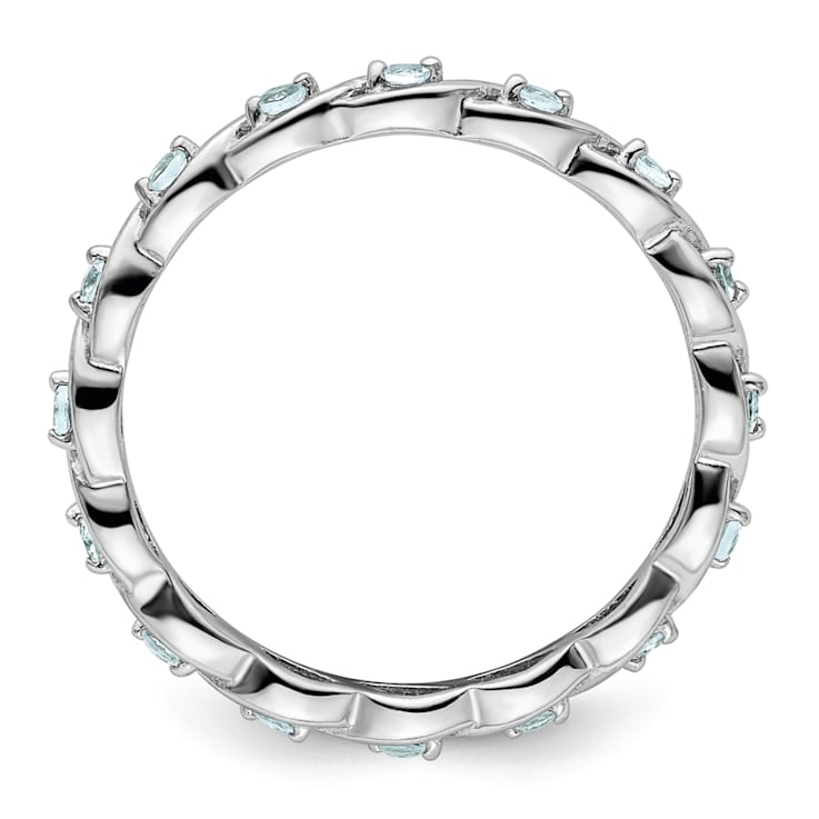 Sterling Silver Stackable Expressions Aquamarine Ring 0.21ctw