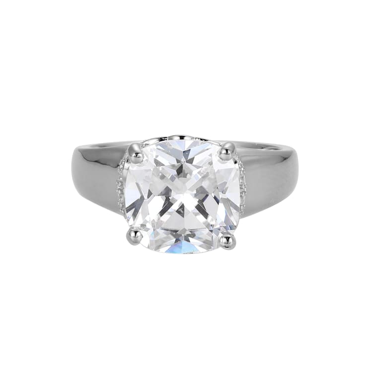 White Cubic Zirconia Platinum Over Sterling Silver April Birthstone Ring 6.71ctw