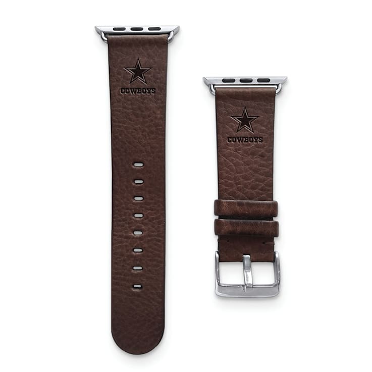 Gametime Dallas Cowboys Leather Band fits Apple Watch (42/44mm S/M
Brown). Watch not included.