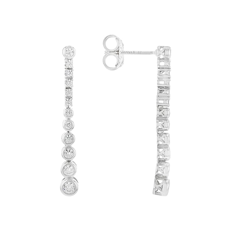 CZ Bar Drop Earrings In Platinum-Enhanced Sterling Silver 0.99ctw