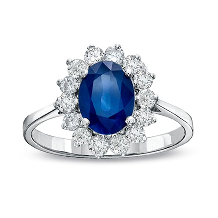 1.75ctw Sapphire and Diamond Ring in 14k White Gold