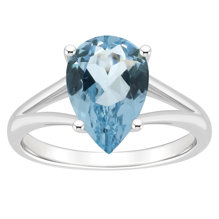 12x8mm Pear Shape Sky Blue Topaz Rhodium Over Sterling Silver Ring