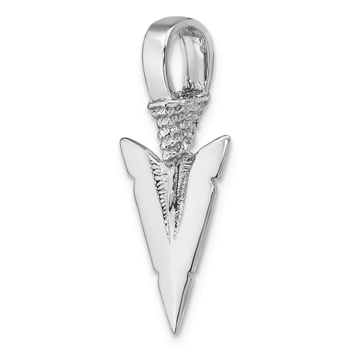 Rhodium Over 14k White Gold 3D Textured Arrowhead Charm