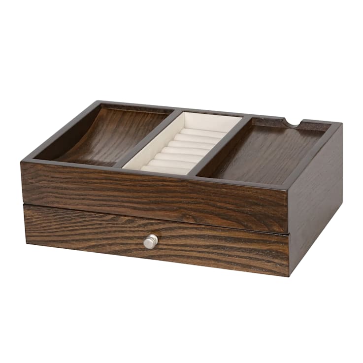 Mele and Co Rex Men’s Dresser Valet Wooden Jewelry Box