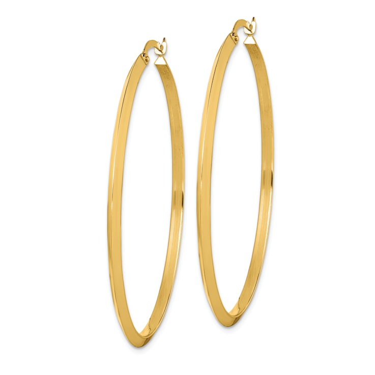 14k Yellow Gold Polished 2 1/16" Hoop Earrings