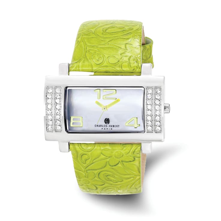 Ladies Charles Hubert Stainless Green Leather 40x23mm Watch