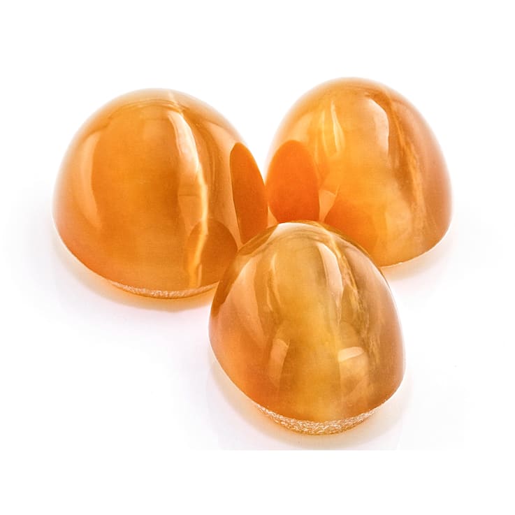 Fire Opal Cat's Eye Oval Matched Set of 3 5.39ctw