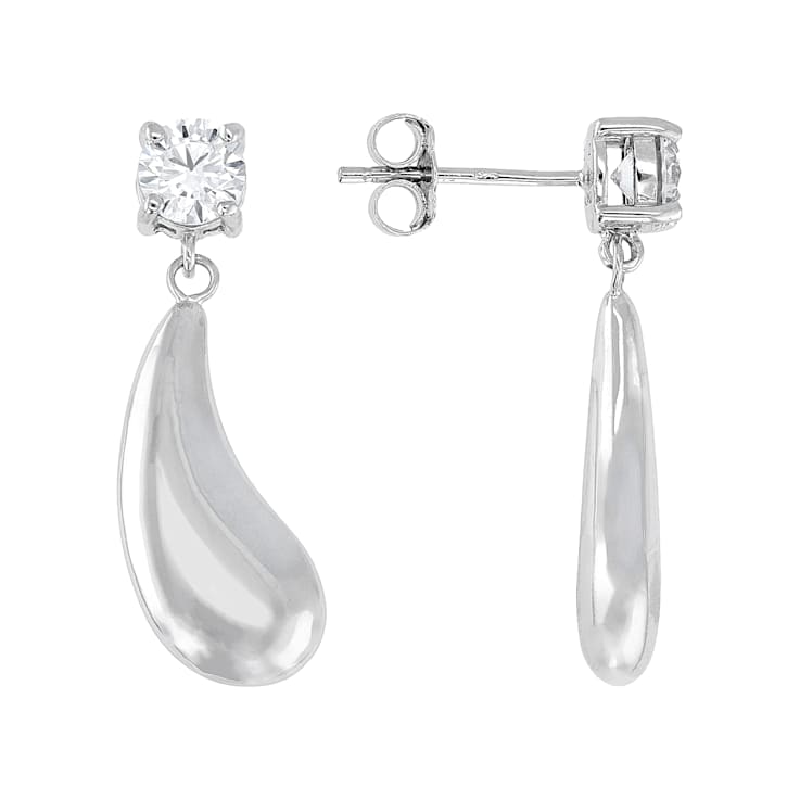 Chunky Teardrop CZ Earrings In Sterling Silver
