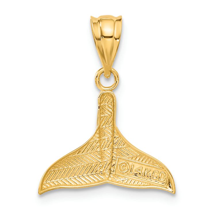 14k Yellow Gold Solid Polished Whale Tail Pendant