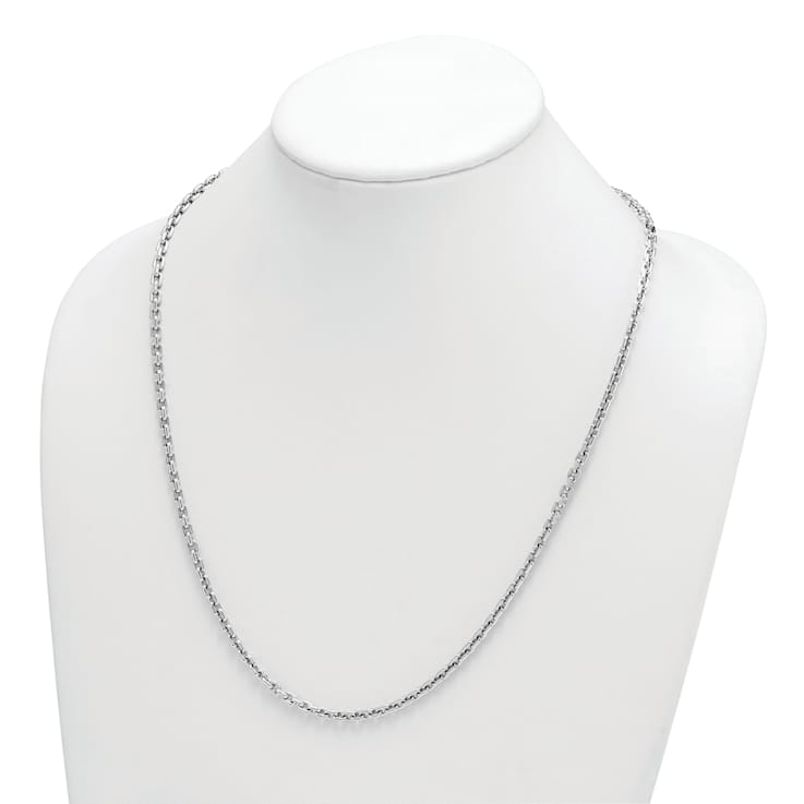 Rhodium Over Sterling Silver 4.0mm Cable 24 Inch Chain