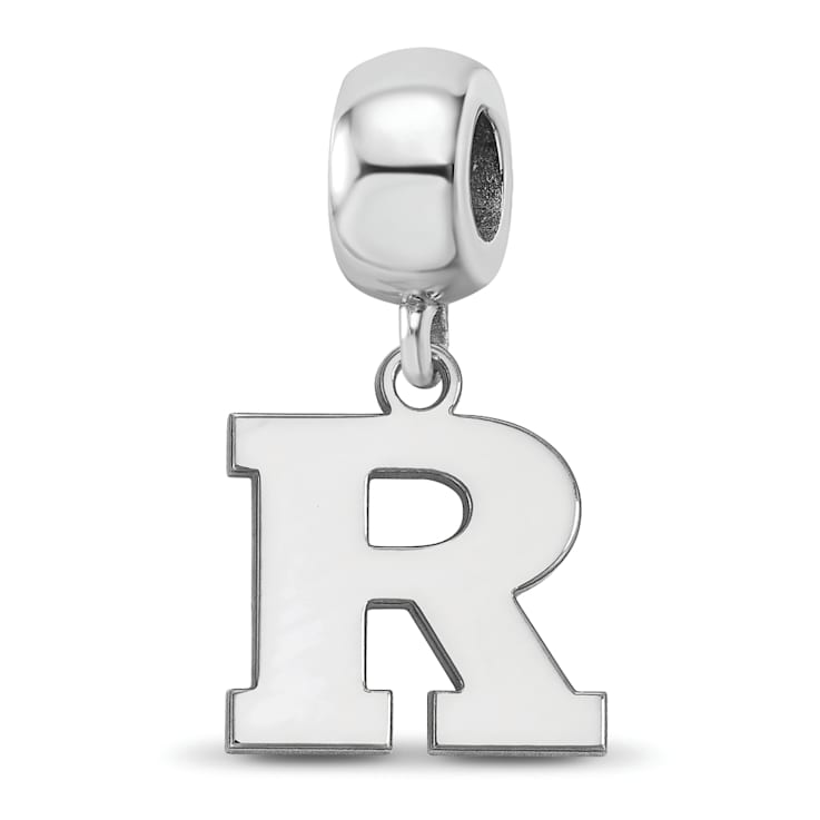 Sterling Silver Rhodium-plated LogoArt Rutgers University Small Dangle Bead