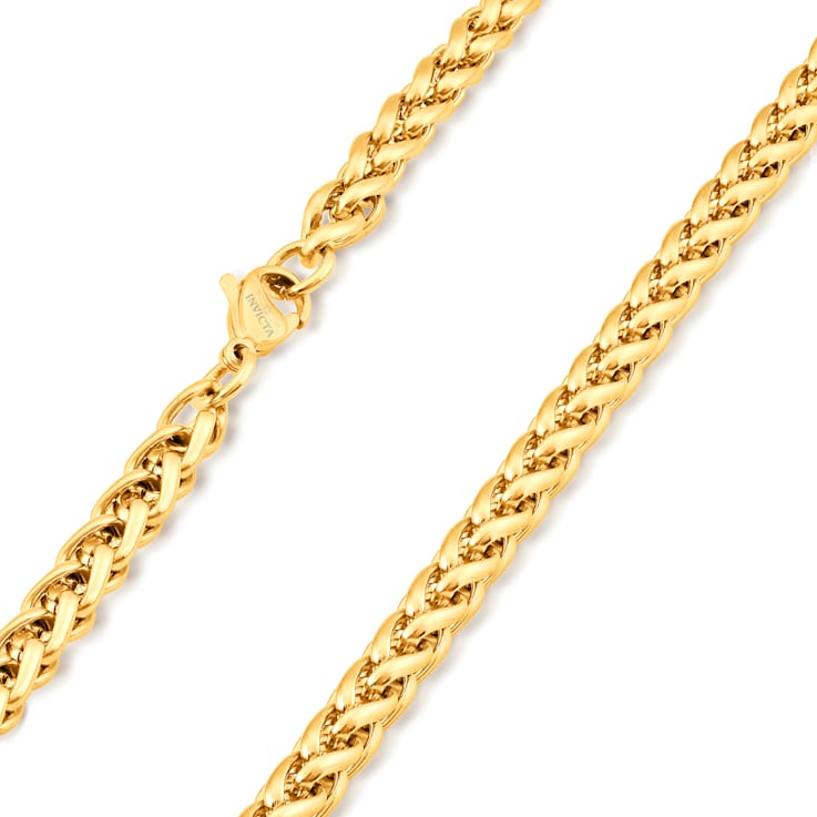 Invicta Men's Yellow Spiga Wheat Chain Necklace 6mm In Stainless Steel
24 Inch