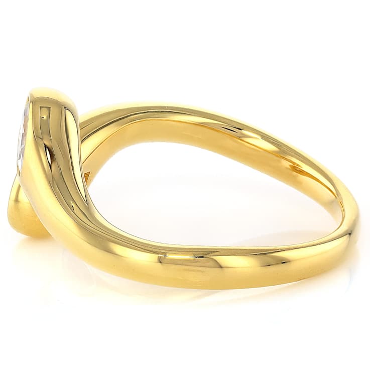 Oval And Pear Moissanite Bypass Two-Stone Ring In 14K Gold Over Sterling Silver