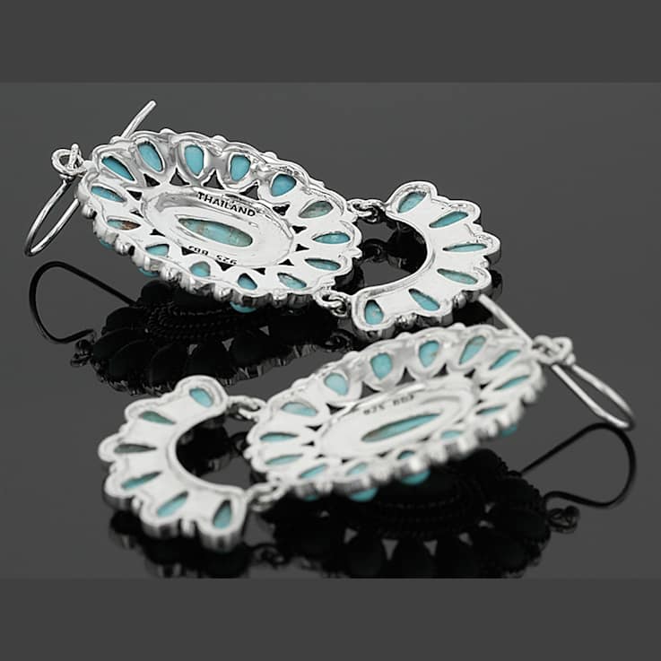 Turquoise Dangle Earrings In Sterling Silver