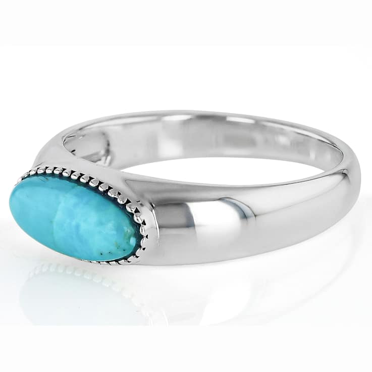 Turquoise East-West Ring In Sterling Silver