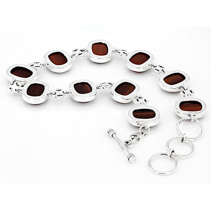 Mahogany Tigers Eye Sterling Silver Toggle Bracelet