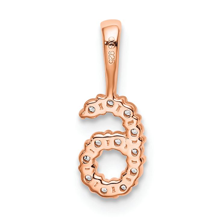 14k Rose Gold Diamond Number 6 Pendant