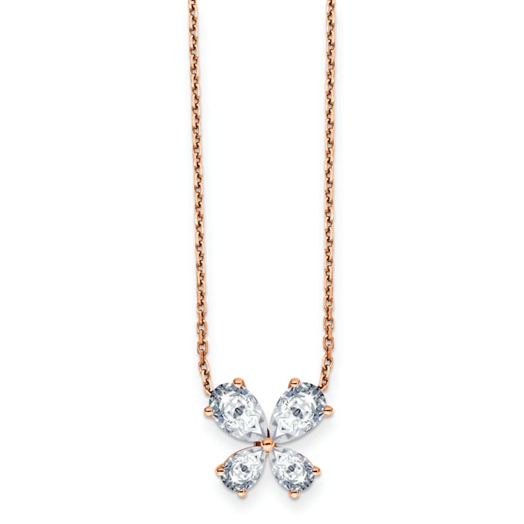14K Rose Gold Butterfly Pendant G H I True Light Moissanite Pendant with Chain