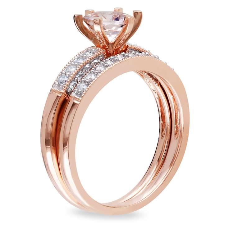 Morganite and Diamond 10K Rose Gold Ring 1.19ctw