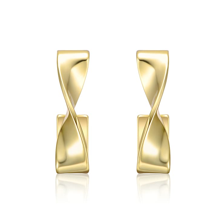 Twisted Semi-Hoop Earrings In 14K Gold Over Brass