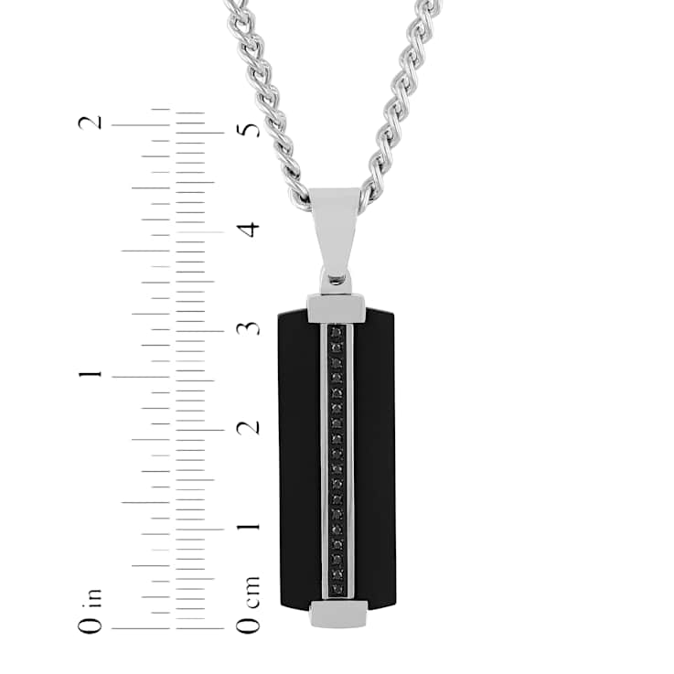 Robert Alton Men's Dog Tag Pendant With Chain In Black Ion-Plated
Stainless Steel 0.10ctw